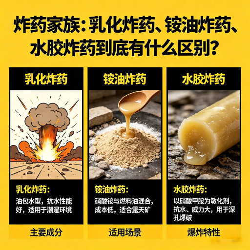 洪山炸药家族：乳化炸药、铵油炸药、水胶炸药到底有什么区别？